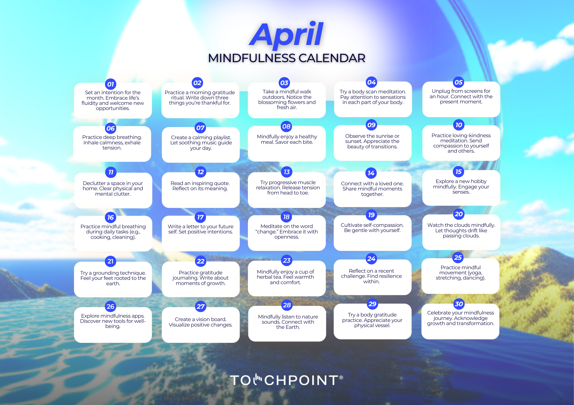 April Inner Balance The April Mindfulness Calendar is Here! – TheTouchPoint Solution™