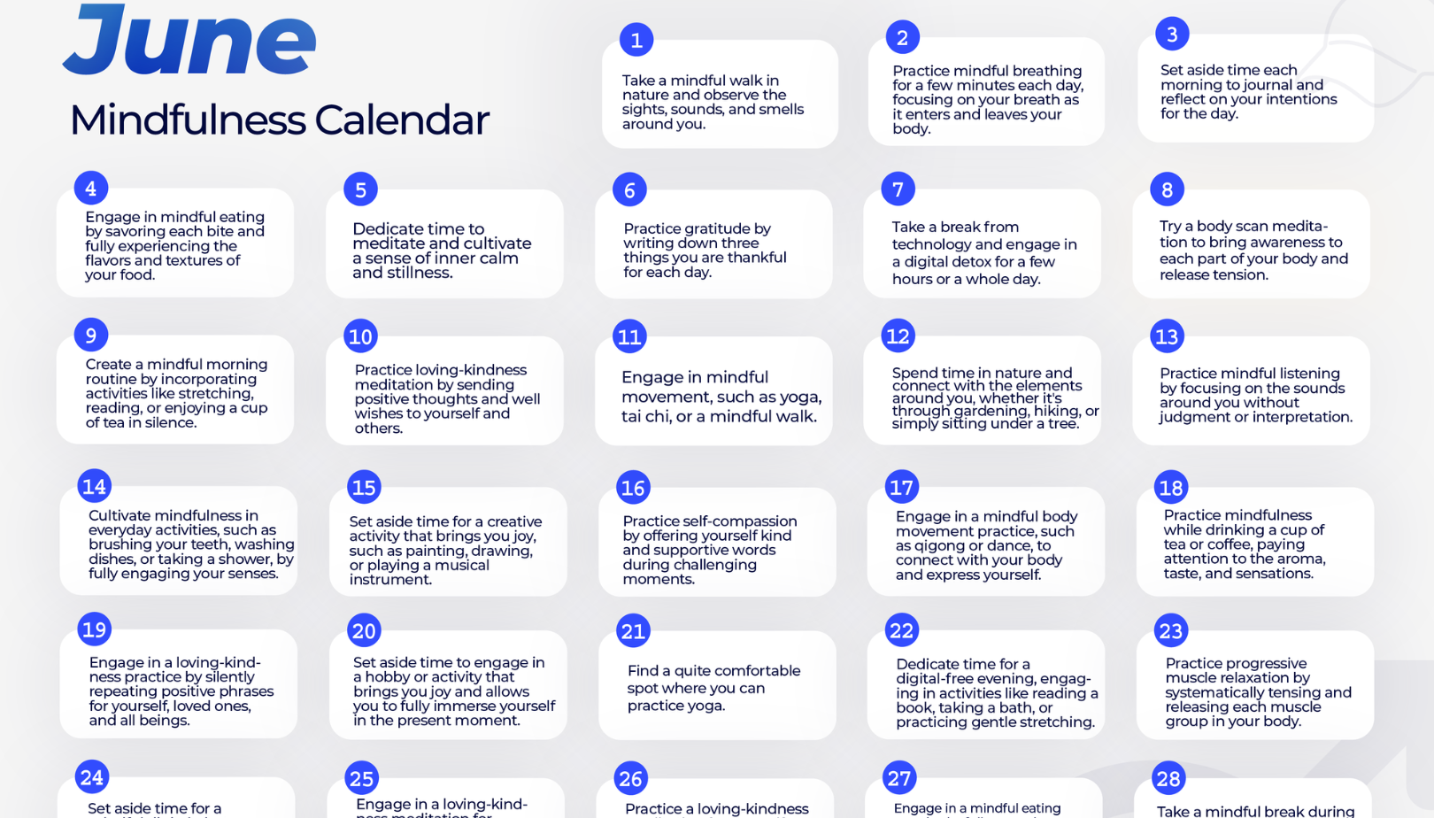 The June 2023 Mindfulness Calendar is Here!
