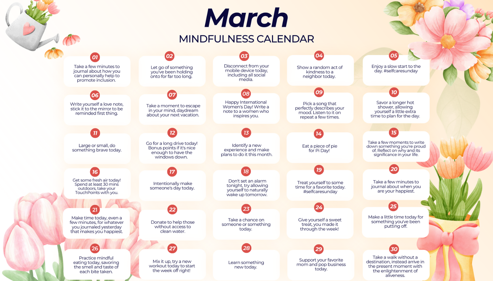 The March 2023 Mindfulness Calendar is Here!