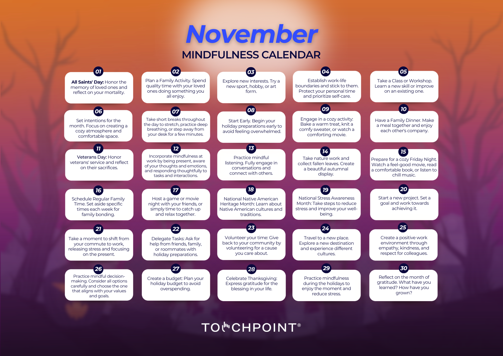 The November Mindfulness Calendar is Here!