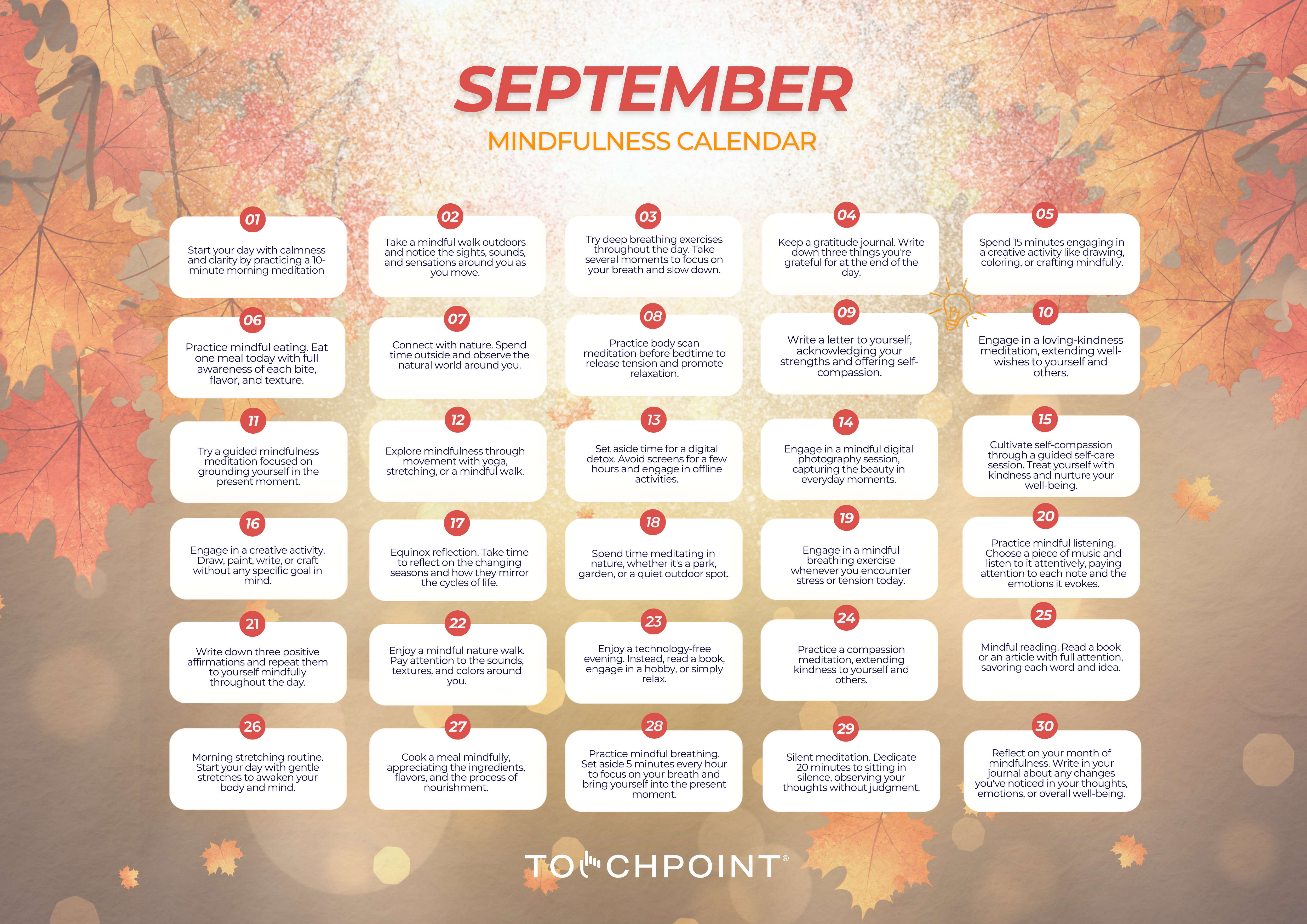 The September 2023 Mindfulness Calendar is Here!