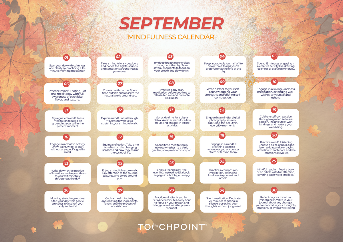 The September 2023 Mindfulness Calendar is Here! TheTouchPoint Solution™